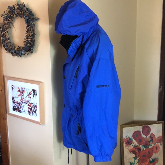 VTG 90s OBERMEYER sz Large SkiWear Snow Hooded Parkas Vivid Blue Fleece Classic - Picture 9 of 16